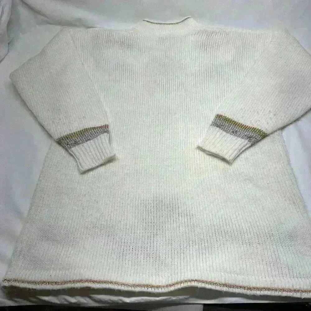 Vintage Silver And Gold Christmas Sweater-ugly Christmas-med‎ - Picture 3 of 6